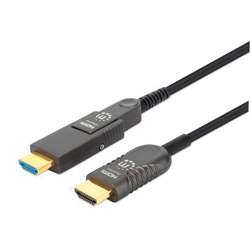 Manhattan Cavo HDMI&Trade Attivo in Fibra Ottica Con Connettore Staccabile 30m Nero 30m