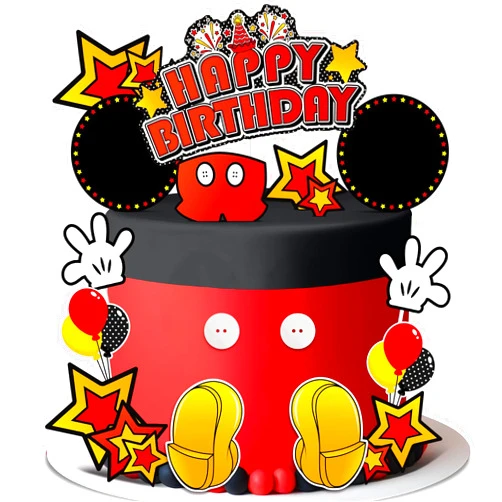 GZDUCK Mouse Birthday Decorations- 22Pcs Mouse Birthday Topper, Black Red Mouse Cake Topper with White Gloves Mouse Birthday Cake Topperfor Boys Girls 1st 2nd 3rd Birthday Party Baby Shower