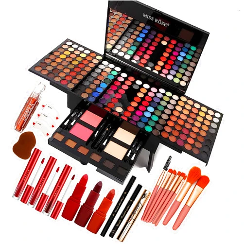 UNIFULL 190 Colors Makeup Pallet,Professional Makeup Kit for Women Full Kit,All in One Makeup Sets for Women&Beginner,include Eyeshadow,Lipstick,Compact Powder,Eyeliner,Concealer(004-Black)