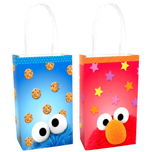 Amscan Multicolor Everyday Sesame Street Create Your Own Paper Bag with Add-ons (Pack of 8) - 8.25