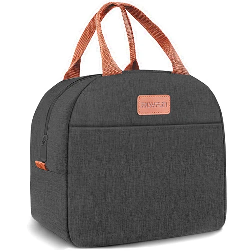 EASYFUN Lunch Bag for Women & Men Adult Insulated Lunch Box, Small Leakproof Cooler Food Lunch Containers Reusable High Capacity Lunch Tote Bags for Work, Travel, Outdoor (Black)