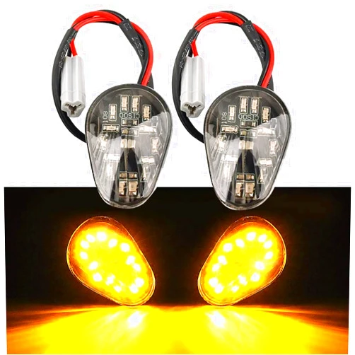 HUSUKU 2 PCS Amber LED Turn Signal Indicator Light Lamp Flush Mount For Yamaha YZF R1 R3 R6 R6S FZ6 FZ1 FZ Fazer FZ6R FZ07 FZ8 FZ09 TMAX MT-07 MT-09 Smoked Lens