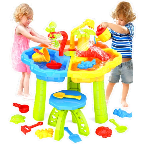 Utbttor Sand Water Table for Toddlers 1-3 3-5 Years Old, 30 PCS Outdoor Kids Water Sensory Table, Water Table Toddler Outdoor Toys, Summer Outdoor Sandbox Table Toys, Ideal Gift for Toddler Boys Girls