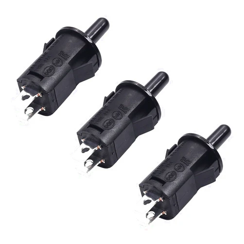 Fielect WA11-1 Refrigerator Door Light Switch 14mm Momentary Fridge Light Press Button Switch Normally Open Diameter 16.8mm 250V 1A/125V 3A Black 3Pcs