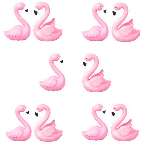 Katouigb Dong Huang 10Pcs Mini Flamingo Miniature Figurines, Cute Flamingo Cake Decorations Easter Cupcake Toppers, Fairy Garden Miniature Moss Landscape DIY Ornament Accessories