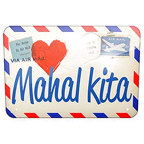 YZTAC TEcell 8X12 Metal Sign-I Love You Filipino Love Letter from The Philippines Home Coffee or Bar Wall Decor