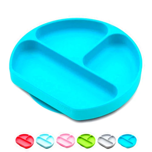 BABY DROM Silicone Suction Plates for Babies, Stick to High Chair Trays and Table, Divided Baby Dishes, Perfect Kids Plates, BPA FREE