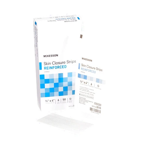 McKesson Skin Closure Strips, Sterile, Reinforced, 1/2 in x 4 in, 50 Count