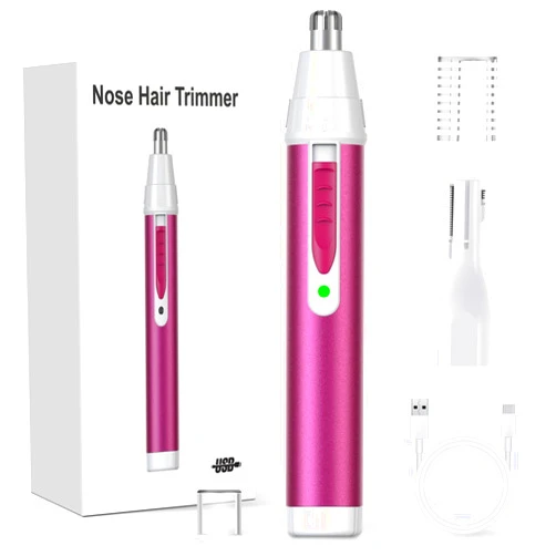 TXWDFHL Ear and Nose Hair Trimmer for Women Men,2024 Rechargeable Professional 2 in 1 Painless Eyebrow & Facial Hair Trimmer with Powerful Motor and Dual-Edge Blades Easy Cleansing Low Noise-Magenta