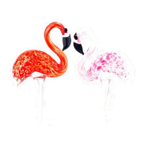 BESPORTBLE Handmade Glass Flamingos Figurines, Hand Blown Glass Flamingo Animal Sculpture and Collectible Figurines Art Decor Couple Flamingos for Home Party Wedding, Pack of 2