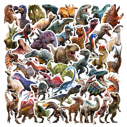 Aoinqx 50pcs Jurassic Dinosaur Stickers for Kids Waterproof Vinyl Stickers for Water Bottle Scrapbook Laptop Skateboard Computer Stickers for Teens Kids Girls (Dinosaur)