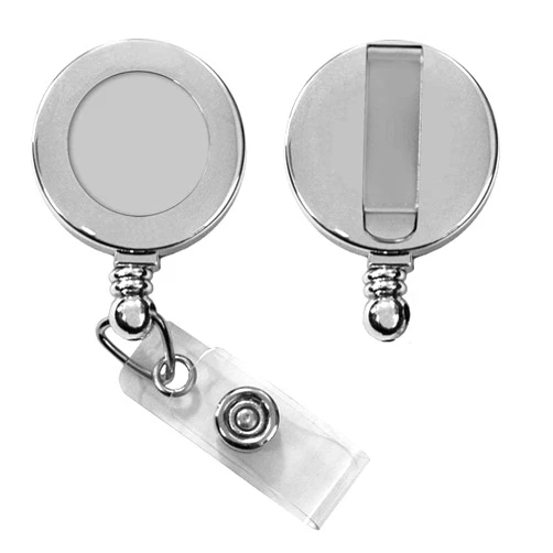 ZipToMeNow Retractable Badge Reel - Heavy Duty Retractable ID Card Holder Reel for Multipurpose – Key Chain with Swivel Clip - Badge Reel ID Badge Holder with Metal Belt Clip (Silver)