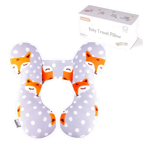 KAKIBLIN Baby Travel Pillow,Baby Neck Pillows for Car Seat,Upgraded Baby Head Pillow,Toddler Head and Neck Baby Support Pillow for Car Seat, Pushchair,Travel (Gray Fox)