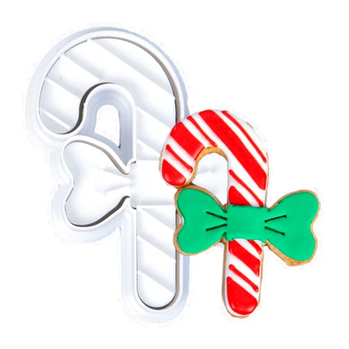 Flycalf Christmas Cookie Cutters Candy Cane Shapes with Plunger Stamps Holiday PLA Baking Accessories Cutter Molds Gifts Decorative Party 3.5