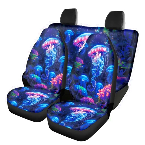 Allhaitong Car Seat Covers Full Set Jellyfish Print Easy to Install Cover Set Car Seat Protectors Automotive Interior Cover for Car Truck Van SUV