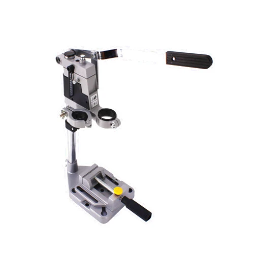 HFS(R) Adjustable Drill Press Rotary Tool Workstation Stand Universal Bench Clamp Support Tool for Hand Drill Single Hole Installation (Aluminum)