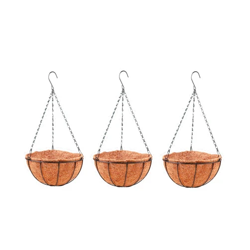 LáLáGreen LaLaGreen Hanging Planters with Coco Liners (12 Inch, 3 Pack) Hanging Baskets for Plant Outdoor, Hanging Plant Pot Flower Metal Wire Round Holder Hanger Hook Chain Deck Porch Garden Balcony Boho Decor