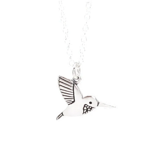 Mark Poulin Sterling Silver Tiny Hummingbird Charm Necklace 16