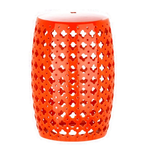 SAFAVIEH ACS4531D Lacey Glazed Ceramic Decorative Garden Stool, 0, Orange