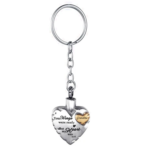 FCZDQ Your Wings were Ready but My Heart was Not Stainless Steel Cremation Jewelry for Ash Urn Keychain Gold