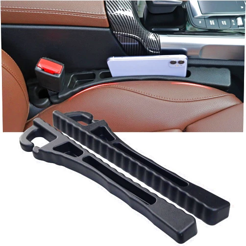 KAYZT Car Seat Gap Filler Organizer Universal Fit Car SUV Truck Console Side Plug Strip Stopping Phone Key from Falling, Pack of 2 Black