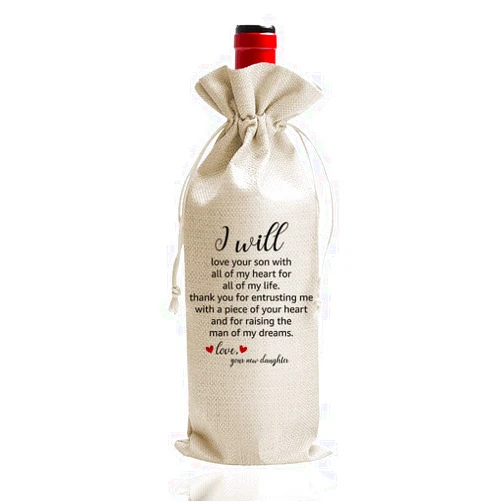 DOI-LANEE Mother of The Groom Gifts from Bride, Thank You Gift for Mother in Law from Daughter-in-Law, Wedding Wine Bag, Wedding Keepsake Ornament Gift, Thank You for Raising The Man of My Dreams (DL104)