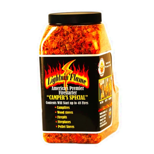 LIGHTNIN'FLAME FIRESTARTER - All Natural Food Safe. 3 qts ignites 48 Fires