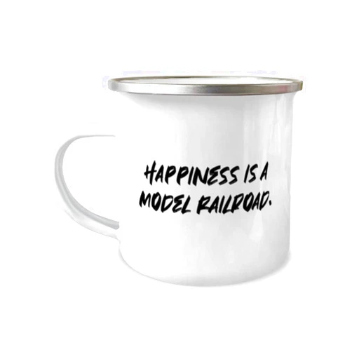 Generic Brilliant Model Railroads, Happiness is a Model Railroad, Unique Holiday 12oz Camper Mug For Men Women