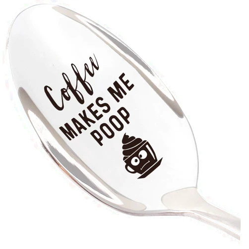 Melostu Coffee Makes Me Poop Funny Engraved Spoon, Unique Gift For Coffee Lover, Grandpa, Grandma, Mother, Father, Thanksgiving, Christmas Gifts