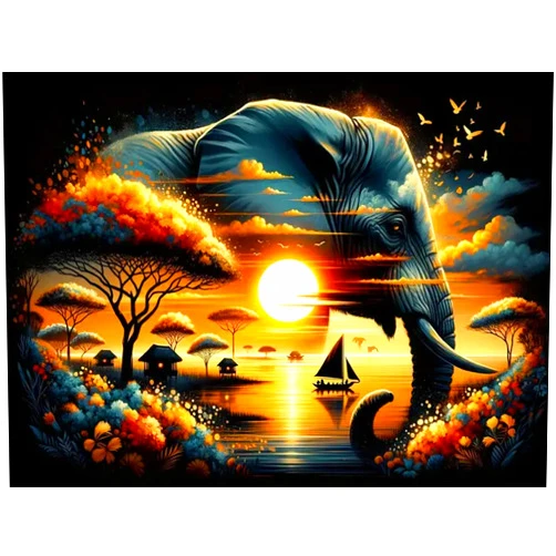 Croshom Elephant Diamond Art Kits for Adults, Diamond Painting Kits for Adults, 5D DIY Full Drill Animal Gem Craft Arts Diamond Round Dots Picture for Gifts Home Wall Decor 16