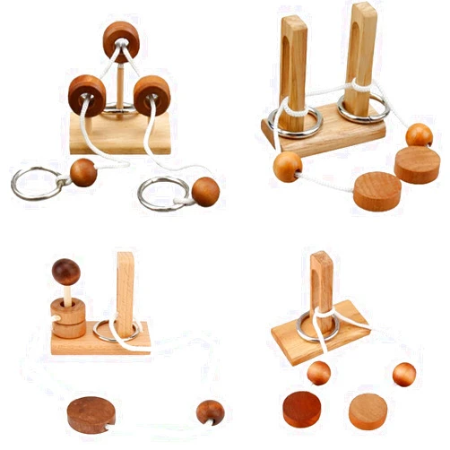 LFLQ Brain Teaser Puzzle Wooden Threading Rope Loop Puzzle Luban Lock Brain Teaser Game Adult Kids Toy Puzzles for Adults (4)