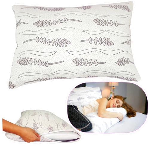 Sleep Touch Lavender Luxury Original Shredded Memory Foam Pillows for Sleeping, Adjustable Bed Pillow for Side Back Stomach Sleepers with Cooling Zipper Washable Removable Cover -GREENGUARD Gold Certified - Queen