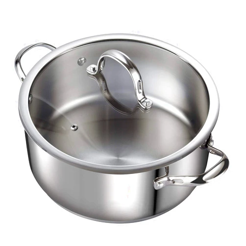 Cooks Standard Dutch Oven Casserole with Glass Lid, 7-Quart Classic Stainless Steel Stockpot, Silver