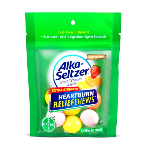Alka-Seltzer Relief Chews Heartburn Antacid, Assorted Fruit, 8 Count