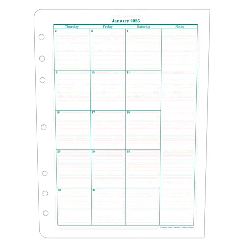 Franklin Covey FranklinCovey - Original Two-Page Monthly Calendar Tabs (Monarch, Jan 2025 - Dec 2025)