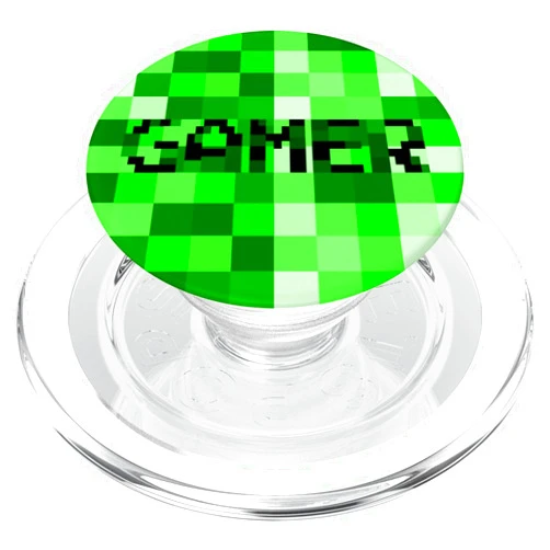 UMe images Pixelated Pixel Green Gamer Video Game Gaming PopSockets PopGrip: Swappable Grip for Phones & Tablets PopSockets PopGrip for MagSafe