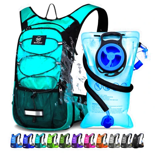 Mothybot Insulated Hydration Backpack Pack with 3L BPA Free Leak Proof Water Bladder, Large Storage Lightweight Hiking Daypack with Waist Pouches & Cooler Layer, for Running, Biking, Camping, Festival
