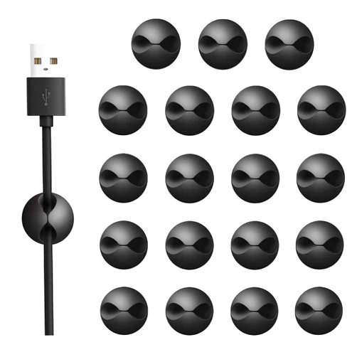 ZEPST 20 Pieces ZEPST Cable Clips Cable Organizer Cord Management Wire Holder System for Organizing Cable Cords Home and Office, Self Adhesive Cord Holders Desk Cable Organize (A-Black-20P) (black)