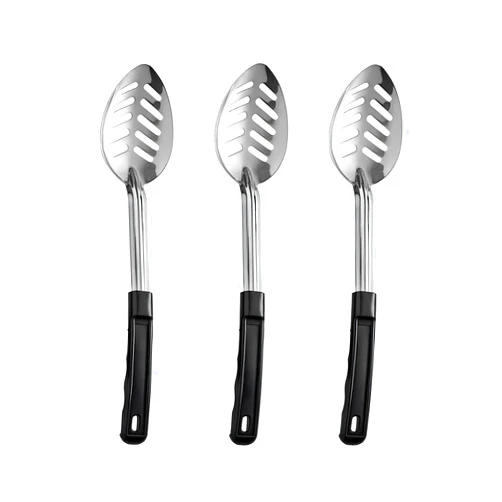 WEALCESS 3 Pcs Large Slotted Spoons Stainless Steel, Cooking Spoons, Slotted Spoons for Cooking, 13 inches Metal Slotted Spoons, Slotted Serving Spoons, Kitchen Spoons Set with Coated Handle