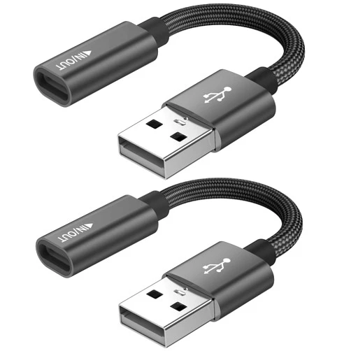 KUXIYAN USB C Female to USB Male Adapter (2-Pack),Type C to USB A Charger Cable Adapter, Compatible with iPhone 16 15 15 Pro Max,iPad 2018,Samsung Galaxy Note 10 S22 S21 S20+ Plus Ultra,Google Pixel 4 3