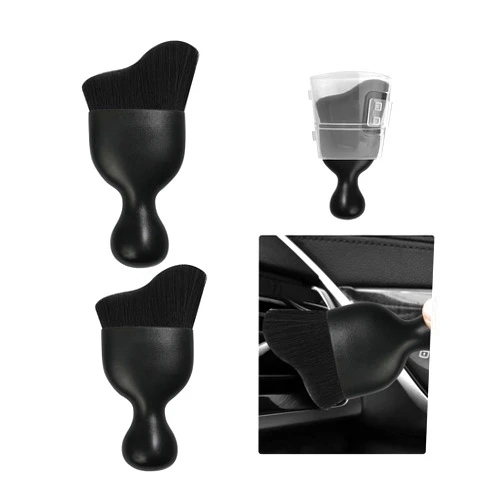 Ziciner 2 PCS Car Detailing Brush, Curved Soft Bristles Auto Removal Dust Collectors, Universal Vehicle Dashboard, Air Conditioner Vents etc Interior Cleaning Tool Accessories (Black)