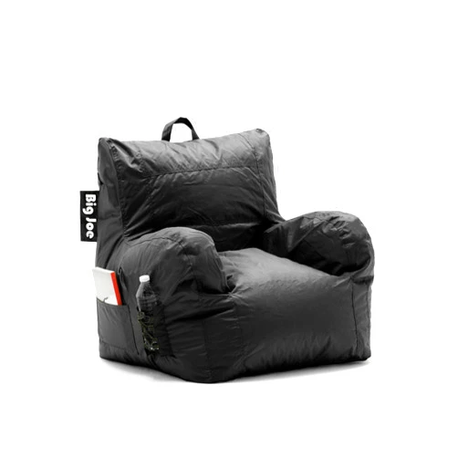 Big Joe Dorm Bean Bag Chair with Drink Holder and Pocket, Black Smartmax, Durable Polyester Nylon Blend, 3 feet