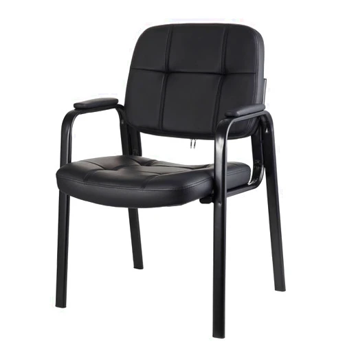 CLATINA Office Reception Guest Chair with Bonded Leather Padded Arm Rest Ergonomic Guest Chair for Waiting Room Conference Desk Black 1 Pack