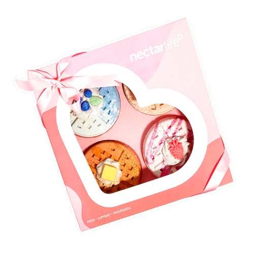 Nectar Bath Treats Waffle Bath Bomb Gift Set, Bubble Bath Bath Bomb, Soothing Bath Bomb for Kids, Handmade Bath Bombs, Fizz Bombs for Spa Baths, Valentine's Gift for Women and Teens