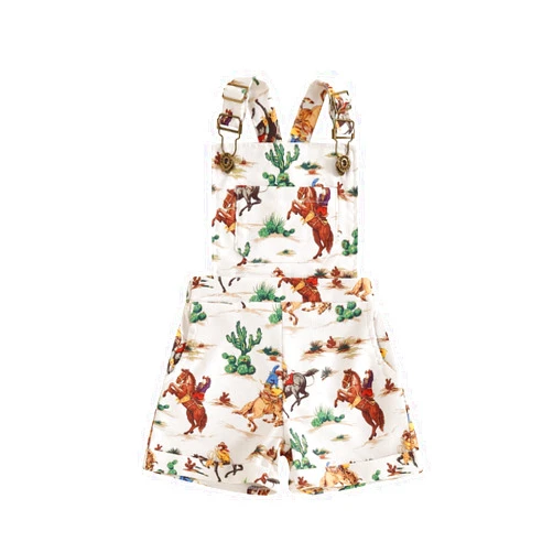 SAYOO Baby Boy Girl Halloween Suspender Overalls Western Cow Print Corduroy Romper Country Baby One Piece Strap Jumpsuit