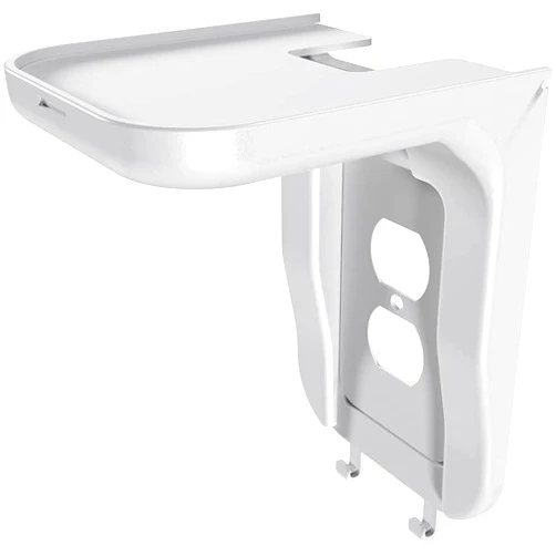 Suptek Wall Outlet Shelf, Home Wall Shelf Organizer for Outlets, Perfect for Bathroom, Kitchen, Bedrooms,Ideal for Cell Phone,Speaker up to 20lbs,With Cable Management and Detachable Hooks,White(S3W)