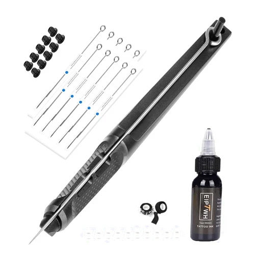 ANDNICE Tattoo Kit Tattoo Pen Kit Poke a Stick Tattoo Hand Tool Kit with Ink 10 PCS Needles