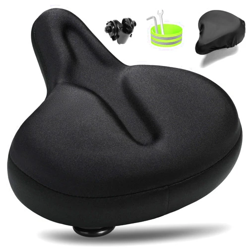 CDYWD Oversized Bike Seat for Men Women Comfort, Extra Wide Bicycle Seat Cushion with Comfortable Gel Padded, Large Replacement Bike Saddle for Peloton Bike, Stationary Exercise Bike, City Bike, Ebike