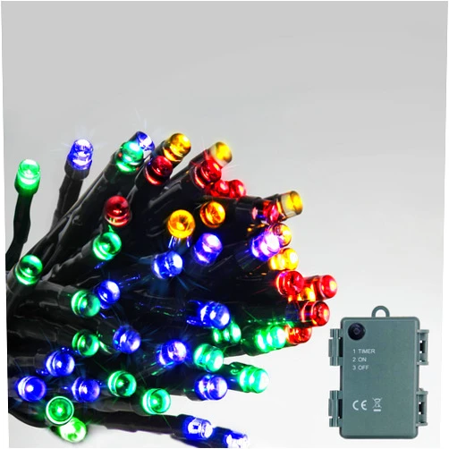 C APPOK Battery Operated String Lights with Timer, Christmas Outdoor String Lights 50 LED 16.4Ft Waterproof Lights Battery Powered for Xmas Tree Wreath Garland Holiday Party Indoor Home Decorations Multicolor