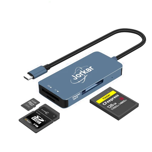 Jorkar CFexpress Type B Card Reader 10Gbps, 3 in 1 Type-B & SD & Micro SD TF Card Reader, USB C for CFE Type B Camera Memery Card Reader for Nikon Canon Panasonic (Not for XQD Card)